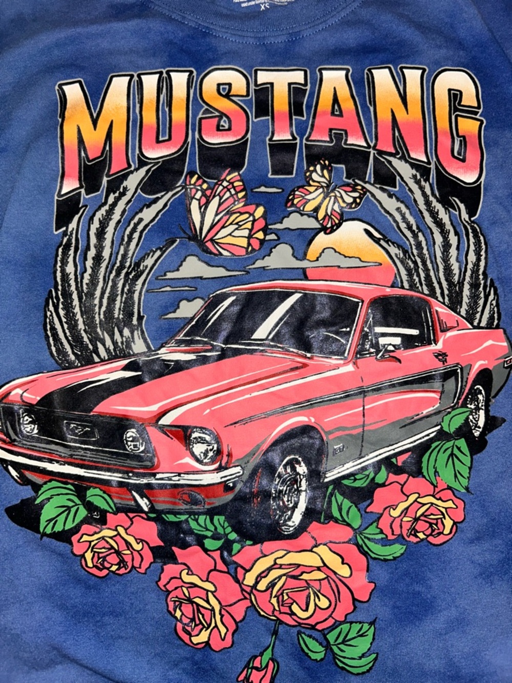 Ford Blue Graphic Tee with Pink and Black Accents
